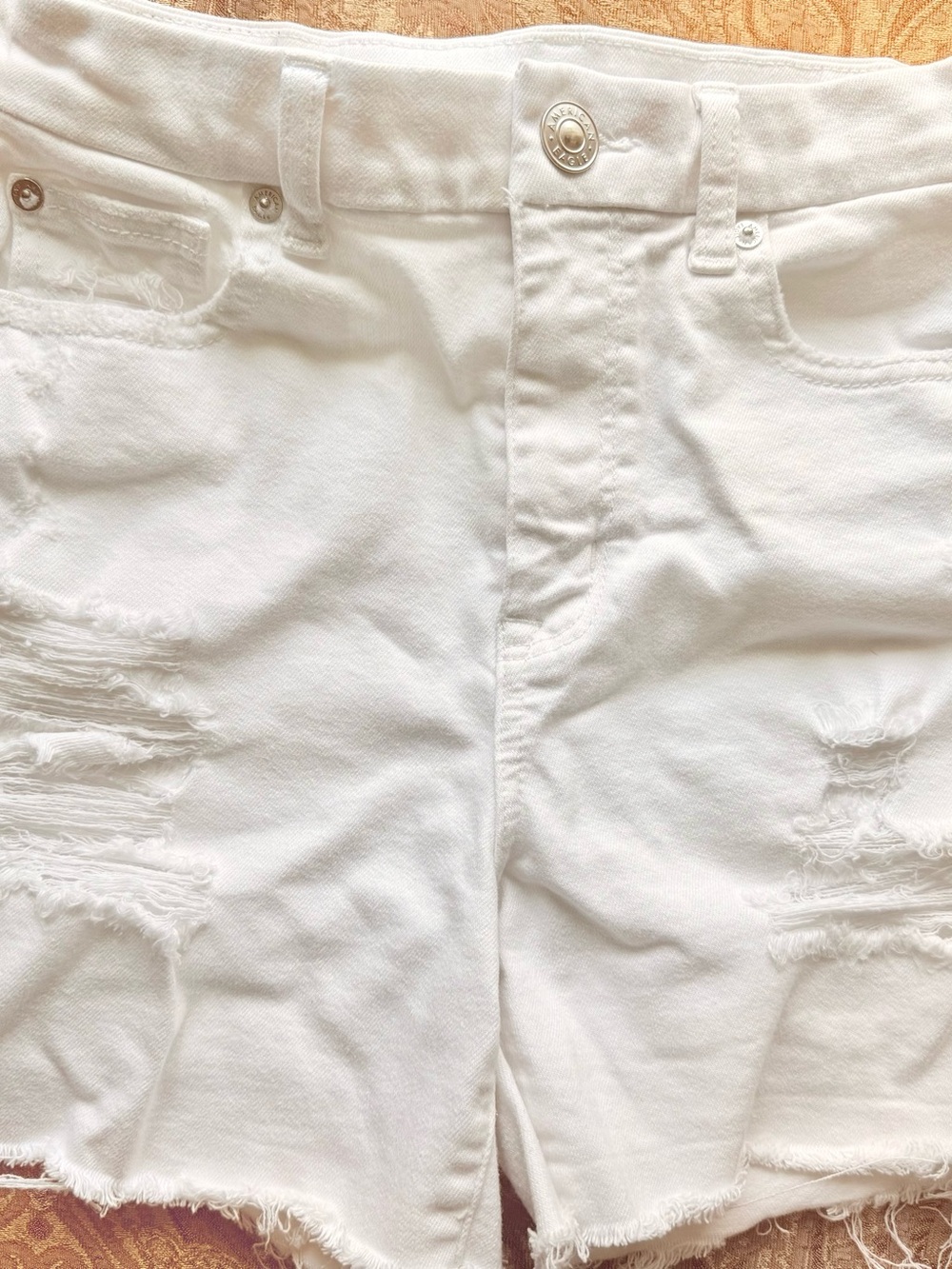 American Eagle Super Stretch Distressed Cut Off Jean Denim Short Size2 White 19